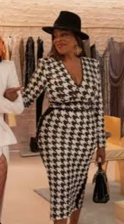 Hey You 3 Way Dress in Black White Houndstooth