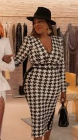 Hey You 3 Way Dress in Black White Houndstooth