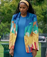 Blue Fringe Albers Knit Dress