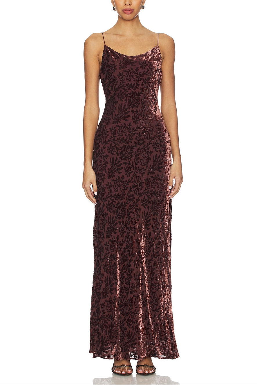 Brown Floral Maxi Dress