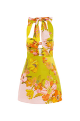 Yellow Floral Silas Halter Mini Dress