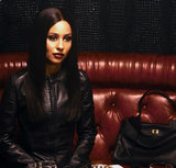 Versace Black Fringe Open-Back Leather Jacket