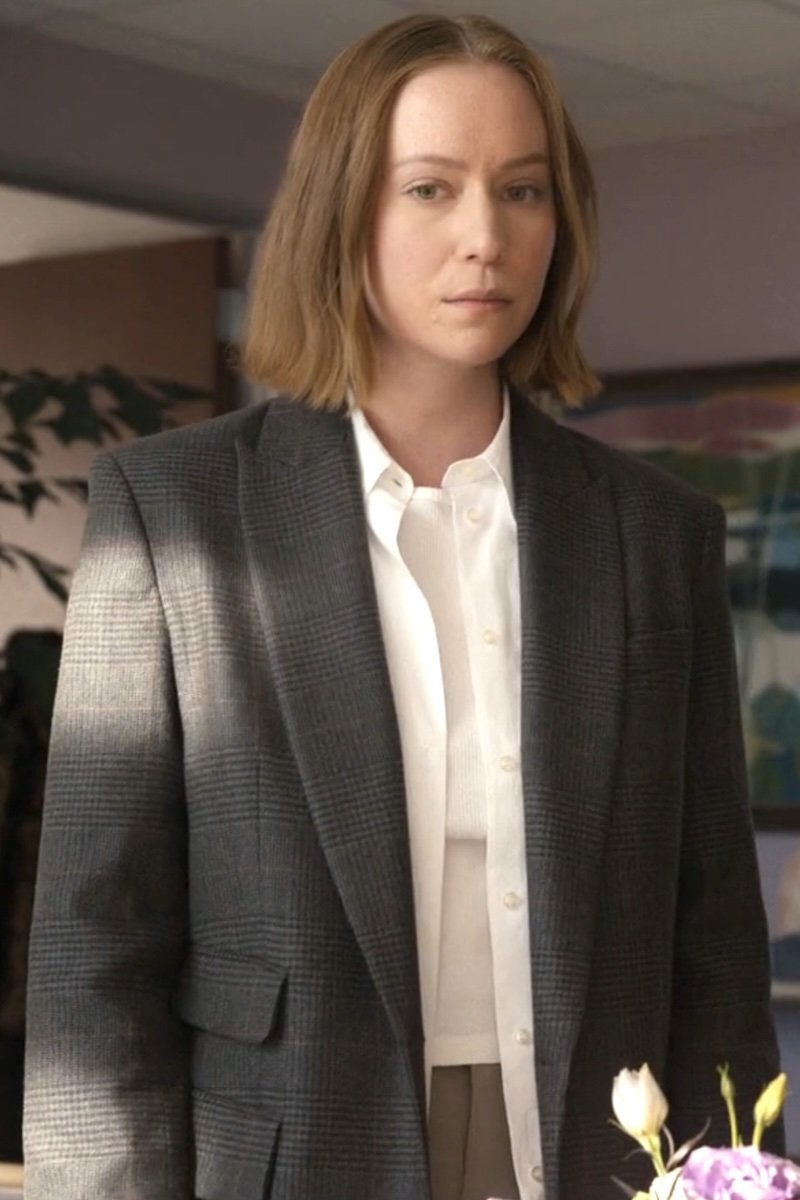 A.L.C. grey check single breasted blazer product photo