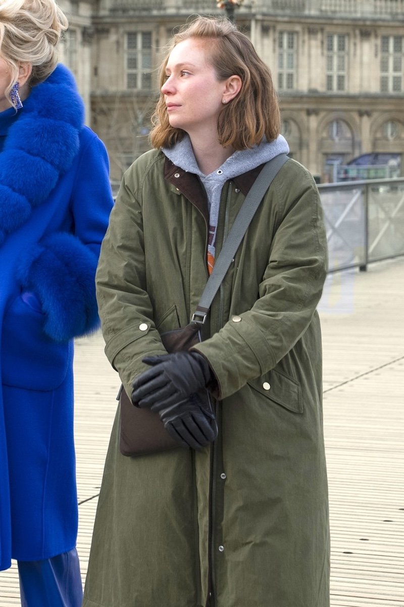Veronica Beard green corduroy-collar long coat product photo