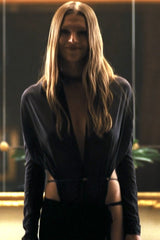 Shop Jules Vaughn's Long-Sleeve Plunge Belted Silk Bodysuit from Euphoria Season 3 · Seek