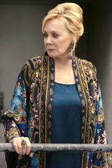 Camilla blue floral printed long silk robe product photo