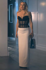 Monot black and white strapless bustier maxi dress product photo
