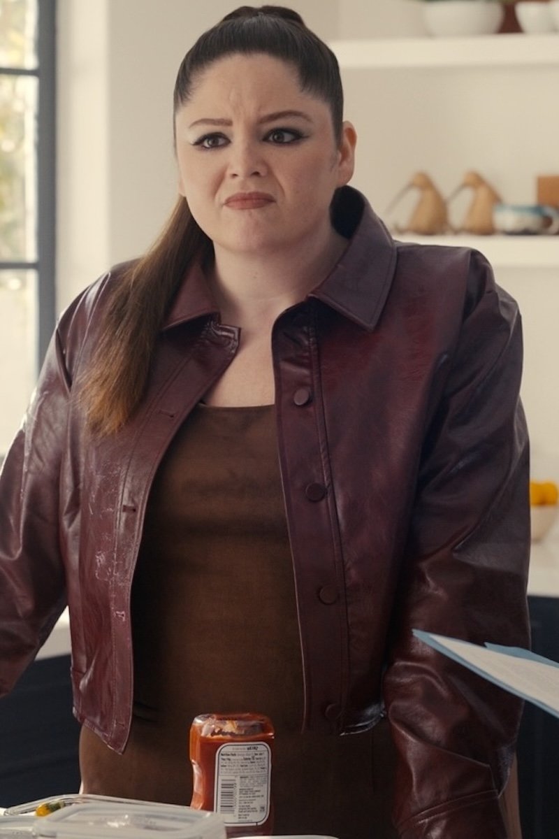 AQUA burgundy faux leather cropped jacket product photo