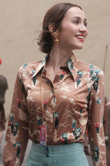 Shop Lexi Howard's Brown Printed Button Down Shirt from Euphoria Season 3 · Seek