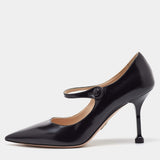 Black Leather Mary Jane Pumps
