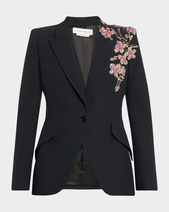 Alexander McQueen crystal embroidered blazer jacket product photo on white background