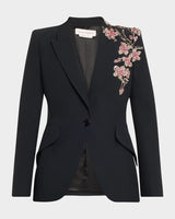 Alexander McQueen crystal embroidered blazer jacket product photo on white background