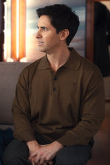 Ami Paris brown long sleeve knit polo product photo