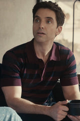 Dries Van Noten burgundy striped open knit polo product photo