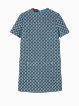 Blue GG Short Sleeve Mini Dress
