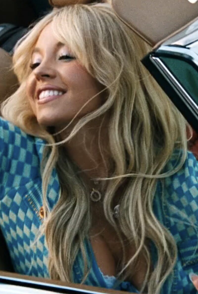Shop Cassie Howard's Blue Checkerboard Cropped Cardigan from Euphoria Season 3 · Seek