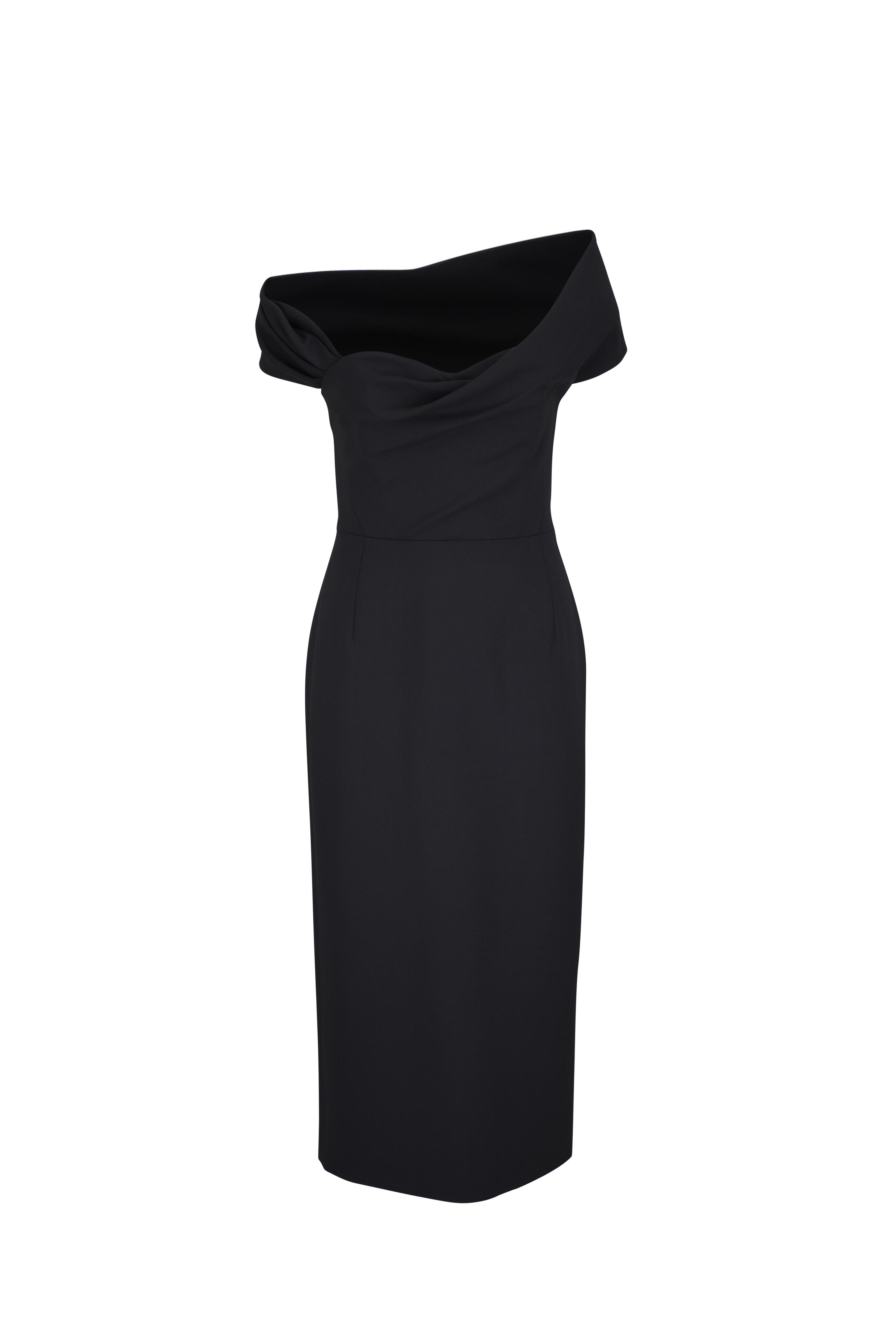 Black One-Shoulder Midi Dress