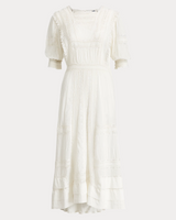 White Cotton Voile Midi Dress