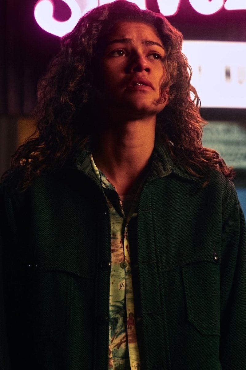 Shop Rue Bennett's Green Wool Shirt Jacket from Euphoria Season 3 · Seek