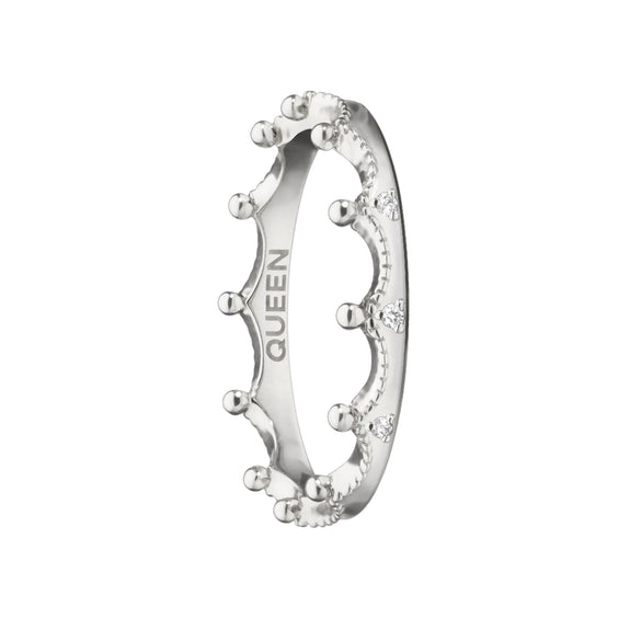 THE “QUEEN” POESY STACKABLE RING IN STERLING SILVER WITH SAPPHIRES