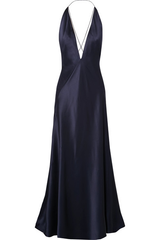 Alexandra Silk Satin Gown in Navy