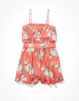 Outer Banks Tie-Waist Romper in Red