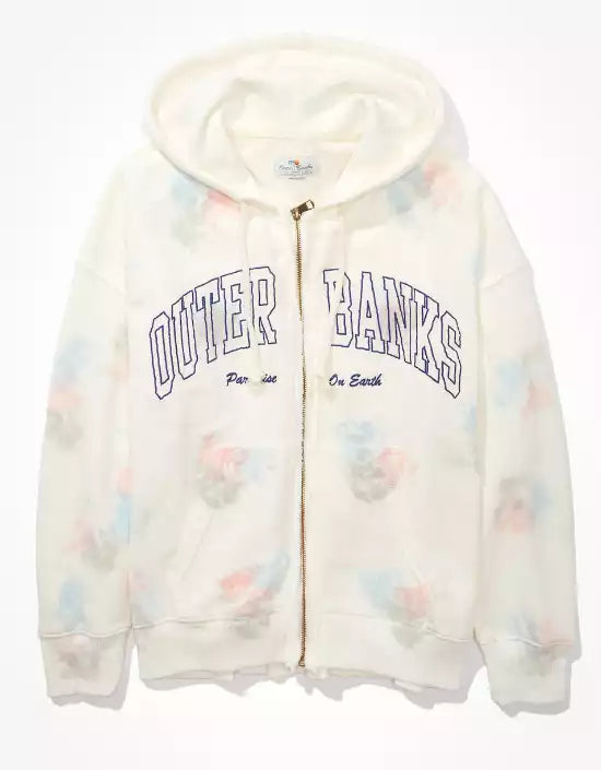 Outer Banks Oversized Zip-Up Hoodie in Tie-Dye