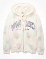 Outer Banks Oversized Zip-Up Hoodie in Tie-Dye