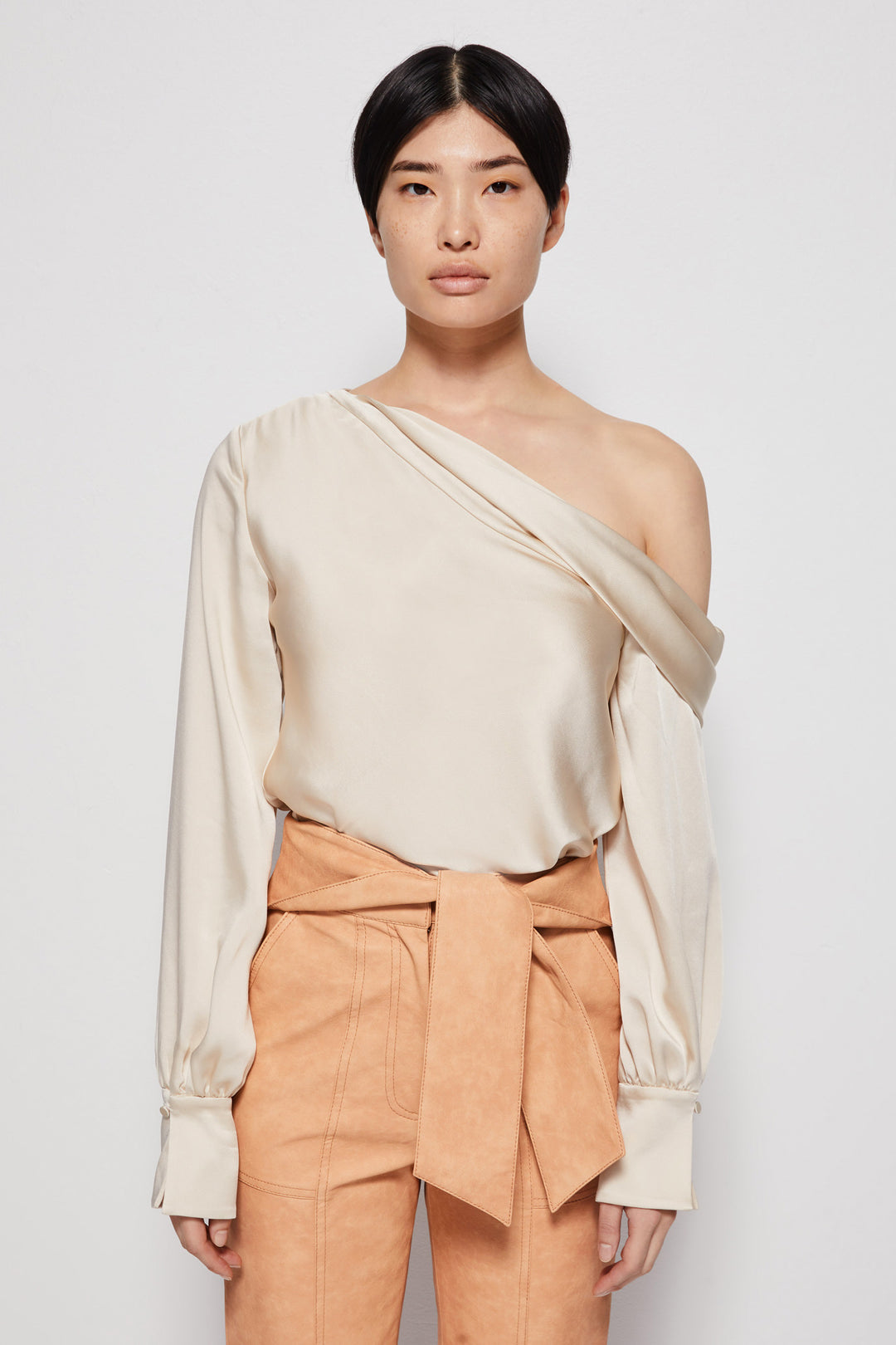 ALICE COLD SHOULDER SILK ONE SHOULDER TOP