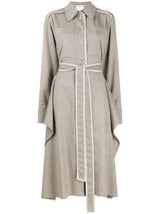 Grey Short-sleeve belted shirt dress