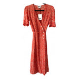 Gabin Midi Wrap Dress in Red Floral