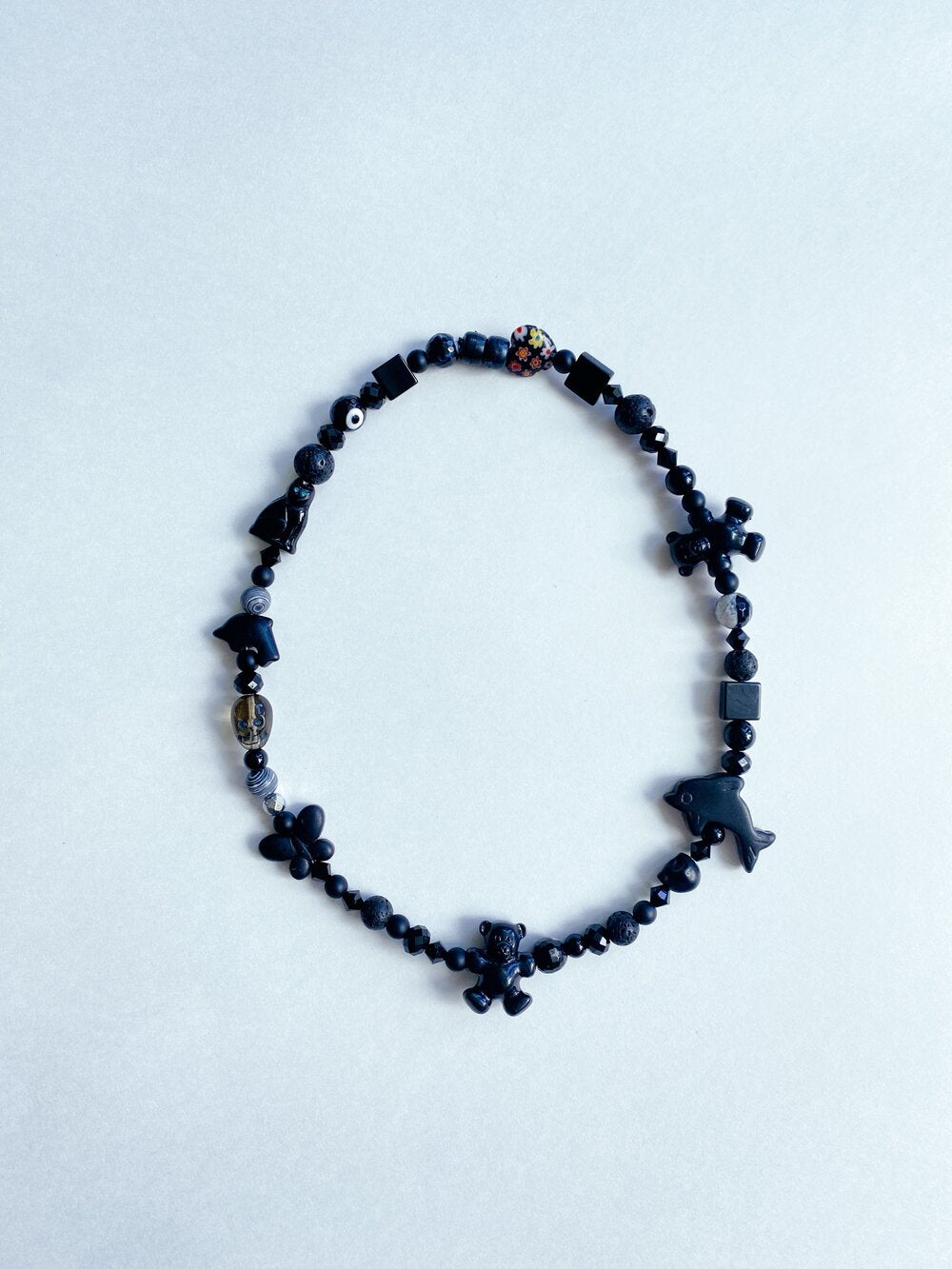 Winter mood black beaded necklace