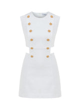 The White Lotus Marin Mini Dress with Gold Buttons