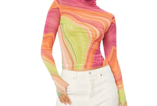 Zadie Power Mesh Turtleneck Top