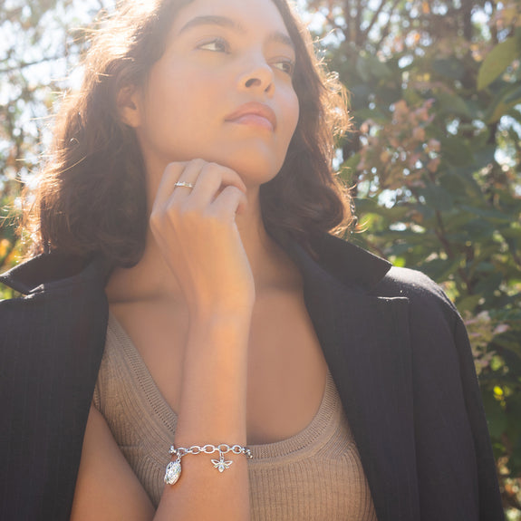 "AUDREY" CHARM BRACELET IN STERLING SILVER
