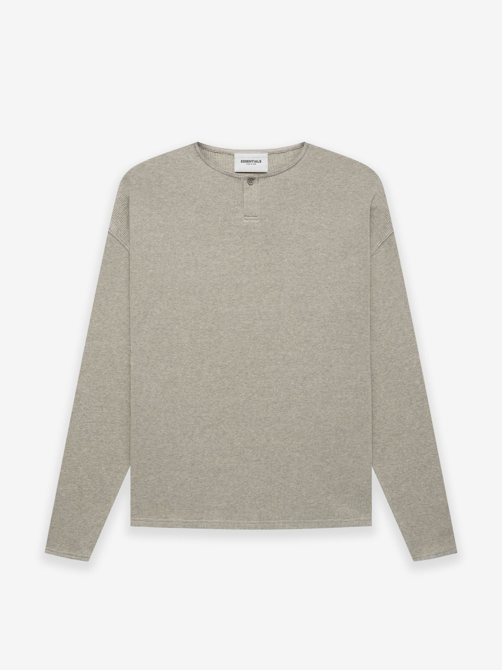 Essentials Grey Thermal Henley Long Sleeve