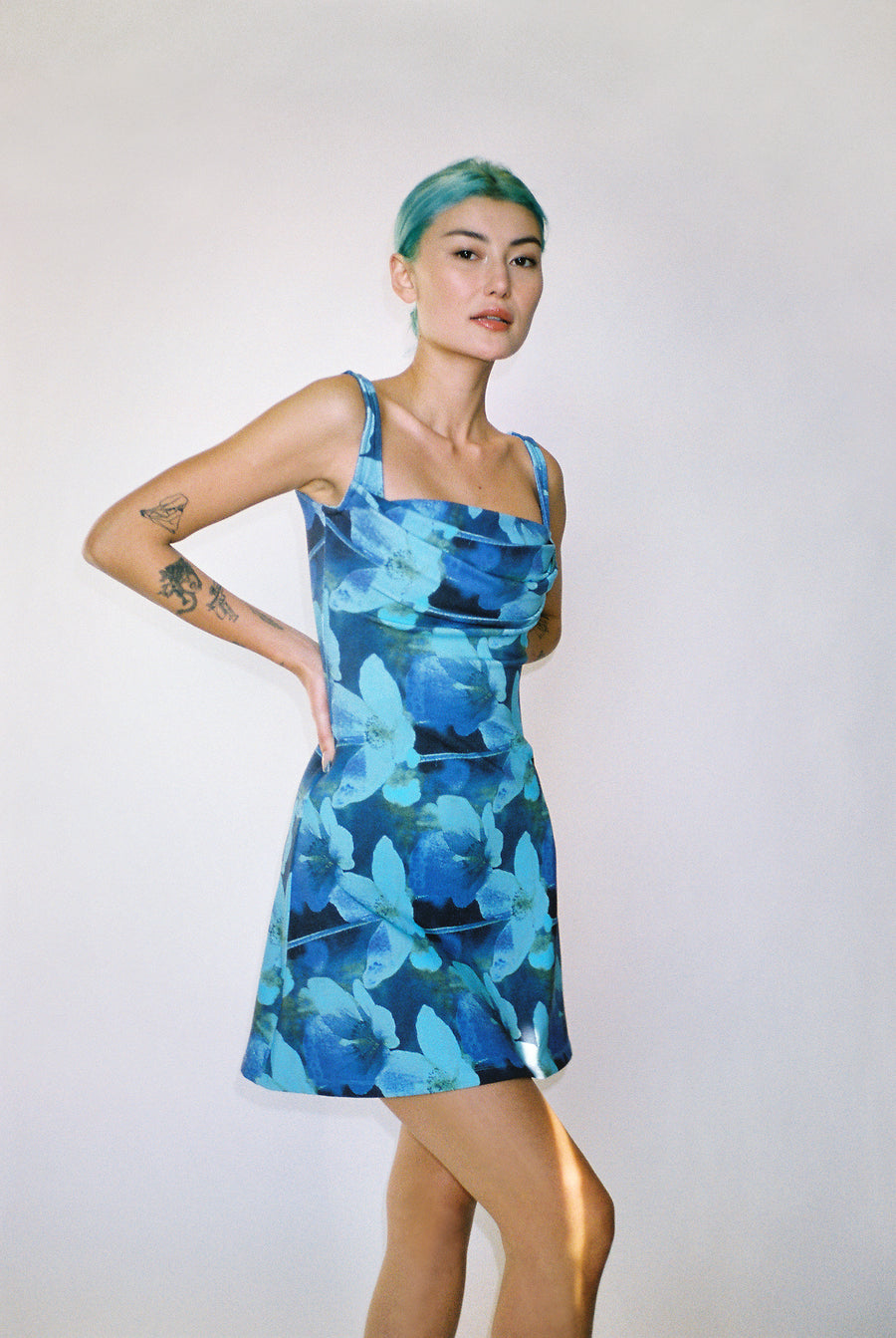 GINGER DRESS in Azul Blue Floral Print
