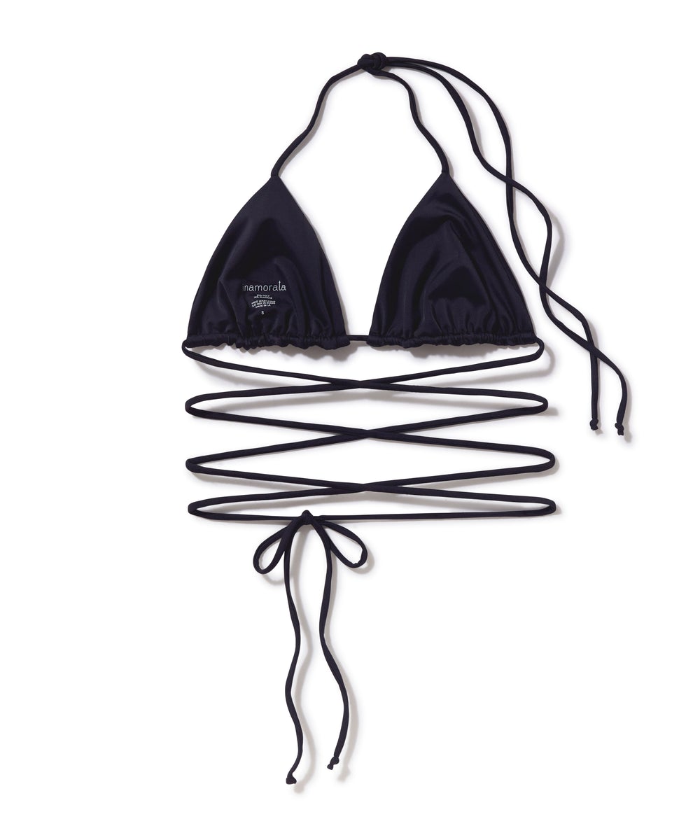 Las Olas Lace Up Swim Top in Black