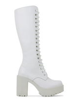 ICY LASH LACE UP BOOTS IN WHITE