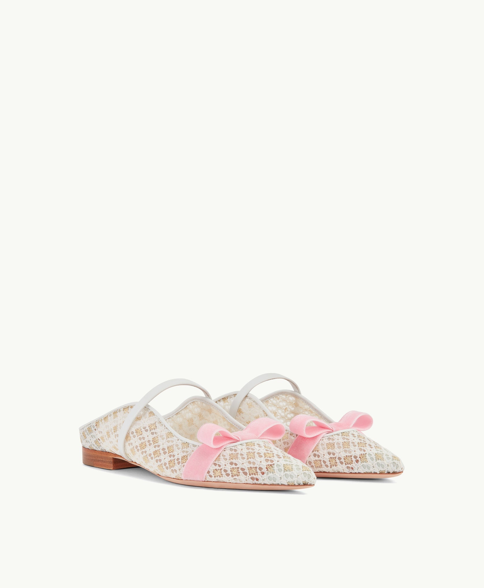 MARGUERITE Mesh FLAT with Pink Velvet Bow