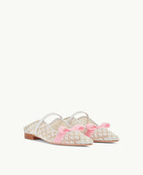 MARGUERITE Mesh FLAT with Pink Velvet Bow