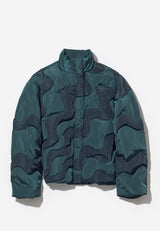 Hokusai Green and Blue Wave Puffer Jacket