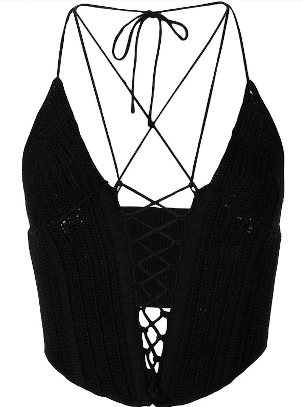 CROCHET TIE CORSET top in black