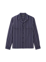 Navy Stripe Long Sleeve Camp Shirt