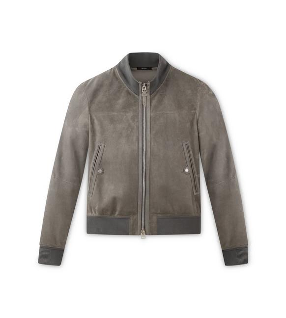 LIGHT SUEDE TRACK BOMBER in dark grey