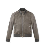 LIGHT SUEDE TRACK BOMBER in dark grey