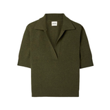 KHAITE Green Polo Shirt Shrunken Jo Cashmere Blend Knit