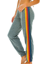 5 STRIPE SWEATPANTS in HEATHER GREY
