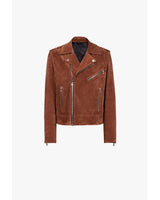 Balmain x Netflix - Hazelnut brown suede biker jacket