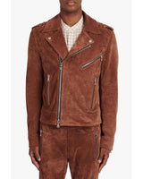 Balmain x Netflix - Hazelnut brown suede biker jacket